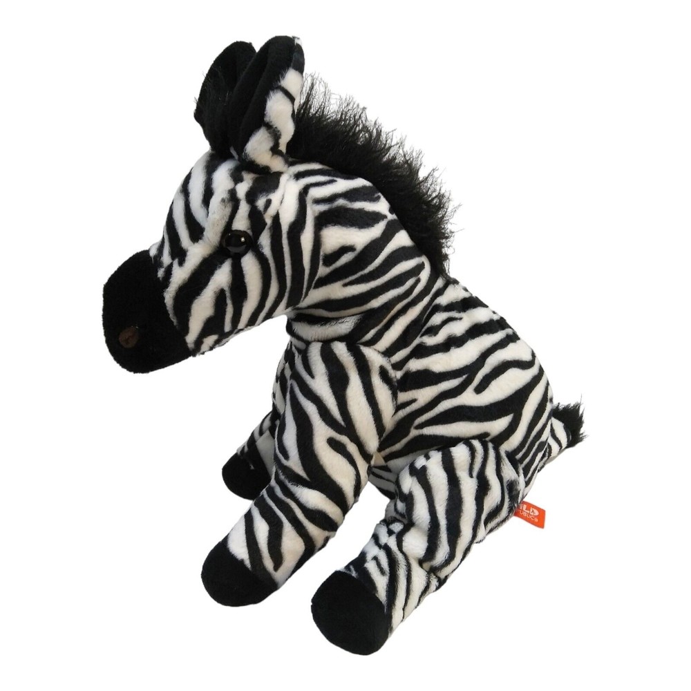 Wild Republic Zebra Black White Plush  Stuffed Animal 12" Toy Sitting Realistic